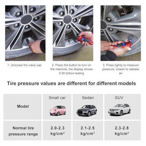 KVAEY Digital Tire Pressure Gauge, 150 PSI 4 Settings Accurate Tire Gauge with Non-Slip Grip, Backlight LCD Tire Pressure Gauge Reader Checker Tool for Car Truck Bicycle Motorcycle (Black) - color: Black