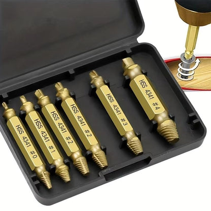 6Pcs Damaged Screw Extractor Drill Bit Set Double End Easily Remove Broken Stripped Screw Bolt for DIY Automotive Home Repair