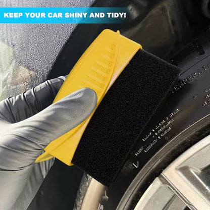 Augeny 2PCS Tire Dressing Applicator, Reusable Car Tire Shine Sponge Pad With Lid, Durable Foam Auto Wheel Detailing for Vehicle Waxing Polishing Cleaning (Yellow) - color: Yellow