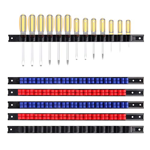 CASOMAN 6 Piece Screwdriver Organizer and Wrench Organizer, Hand Tool Holder, Plastic Rail Wrench Hanger with Clips - size: 6pcs