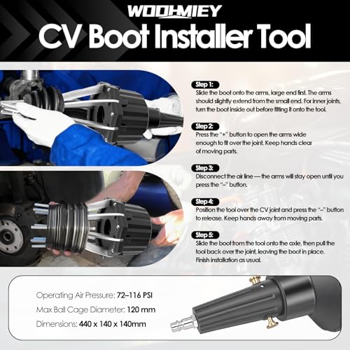 Pneumatic CV Boot Expander Spreader Tool Kit, Installation Removal Repair Kit with 3 Clamp Pliers 15 Pairs Hose Clamp, Universal CV Joint Boot Tool Compatible with ATV UTV (Black) - color: Black