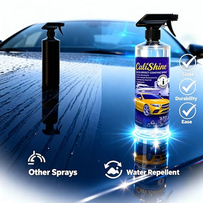 CaliShine Quick Effect Coating Spray - 16.9 fl oz Waterless Ceramic Car Wax Coat - Detail Polish & Cleaner for Cars Boat Body & Glasses, Window Glass and Headlight - Shine Restoration Kit (1000 ml) - size: 16.9 Fl Oz (Pack of 2)