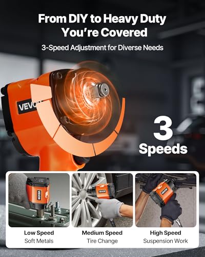 VEVOR 1/2-Inch Air Impact Wrench, Up to 738 ft-lbs Nut-busting Torque, Stubby Size & Lightweight Pneumatic Impact Gun for Auto Repairs and Maintenance - style: 1/2" Stubby Size