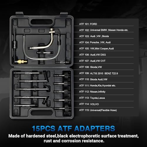 YSTOOL 7.5L Transmission Fluid Pump Manual ATF Refill Fill System Dispenser Hand Pump Kit Portable Automatic Oil Transfer Change Filling Tools with 15PCS ATF Adapters Black Case - color: Black Case