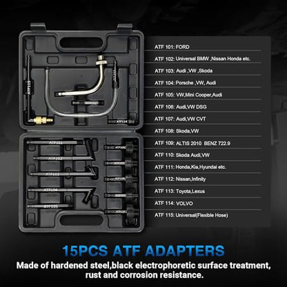 YSTOOL 7.5L Transmission Fluid Pump Manual ATF Refill Fill System Dispenser Hand Pump Kit Portable Automatic Oil Transfer Change Filling Tools with 15PCS ATF Adapters Black Case - color: Black Case