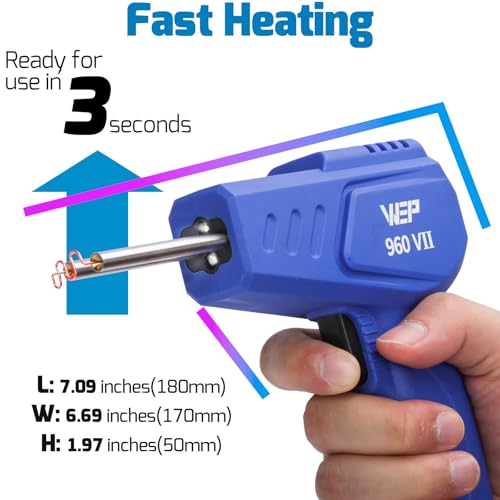 WEP 960-VII Plastic Welder Kit 110V with Ergonomic Grip and LED lights with 350 Hot Staples and Pliers for Car Bumper Plastic Welding, Plastic Gas Tank Repair, a Great Automotive Tools for Mechanics