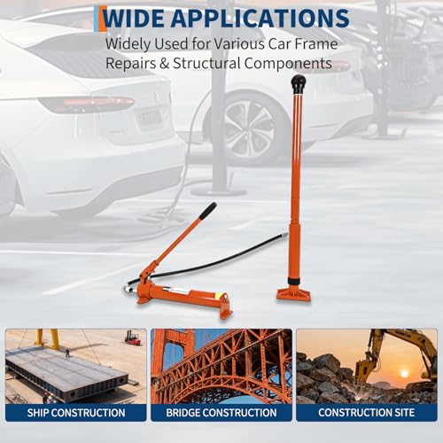 Porta Power Hydraulic Jack Kit with Leak-Proof Hose, Auto Body Frame Repair Tool for Lifting & Metal Bending, Heavy Duty Hydraulic Ram Set with Storage Case