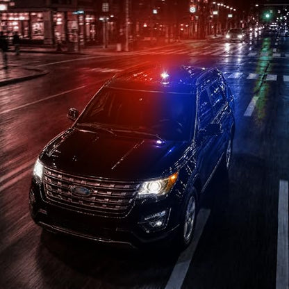 Battery Operated Red/Blue Beacon Strobe Light w/Magnetic Base, Portable USB-C Rechargeable Mini Roof Top LED Warning Emergency Flashing Lights for Trucks, Vehicles, Car 1-Pcs - color: Red/Blue