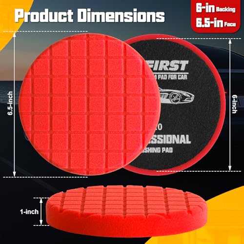 Foam Buffing Pads 6.5 Inch, 3Pcs Red Waxing Polishing Pad Set for Car Paint Gloss, Sealing Glaze and Detailing - color: Red, size: 6.5 - Inch