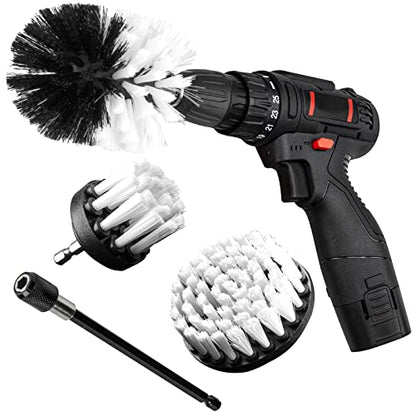 Drill Brush Attachment Kit, 3-Piece Cleaning Set for Bathtubs, Showers, Tiles, Carpets, and More - color: White