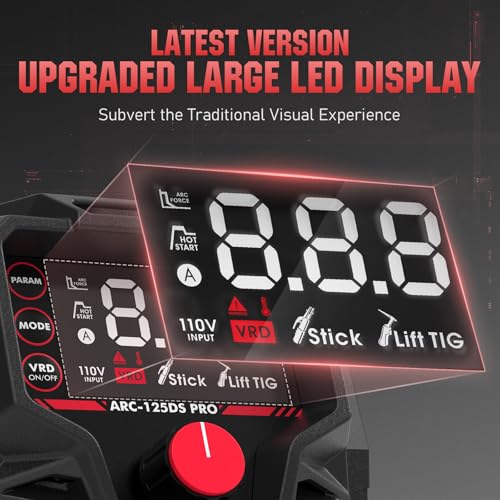YESWELDER 125Amp Mini Stick Welder Large LED Display, IGBT ARC Welding Machine, 110V Hot Start Portable MMA Welder Machine, Arc Force - style: stick welder 125Amp