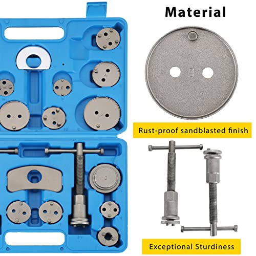 24PCS Disc Brake Caliper Tool Kit | Heavy Duty Brake Caliper Compression Tool for Brake Pad Replacement Reset, Fits Most American European Japanese Autos (Blue) - color: Blue