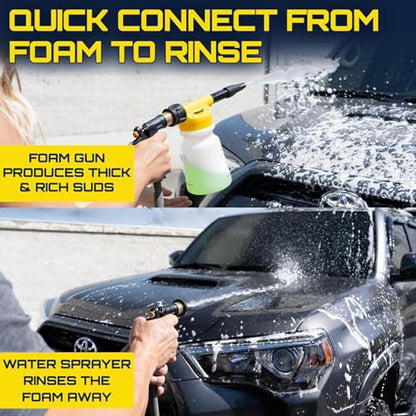 Foam King™ Gun Car Wash + Power Foam Car Wash Soap Strip (10ct = 5 Car Washes) - Connects to Garden Hose, Ultimate Scratch Free Cleaning Snow Blaster Cannon Washing - color: Foam Gun, Soap Sheets (Bundle)