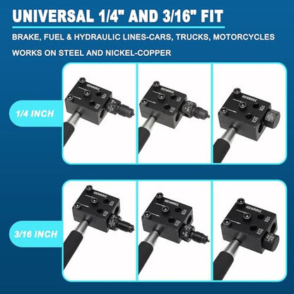 Brake Line Flaring Tool Kit, 3/16" 1/4" SAE Double Flare Tool for Brake Lines, Creates Single Double Bubble Flares for Vehicle Brake & Hydraulic Lines