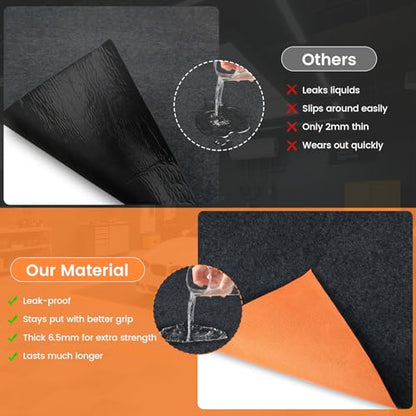 Heavy Duty Oil Spill Mat, 5' x 6', Premium Absorbent Oil Pad, Garage Floor Mat for Under Car, Protects Garage Floor from Spills, Drips, Splashes and Stains,Waterproof Backing Absorbent Pad - size: 5' x 6'