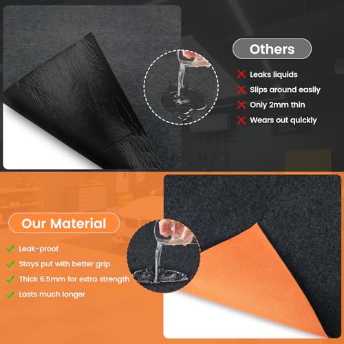 Heavy Duty Oil Spill Mat, 6' 8" x 8' 6", Premium Absorbent Oil Pad, Garage Floor Mat for Under Car, Protects Garage Floor from Spills, Drips, Splashes and Stains,Washable, Reusable - size: 6' 8" x 8' 6"