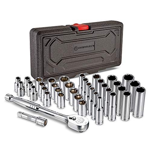 Powerbuilt 642450 38 Piece 1/4-inch Drive Mechanics Tool Set - with SAE and Metric Socket Set, 72 Tooth Seal-Head Ratchet, Automotive Tool Kit, including Case - size: 38 Piece