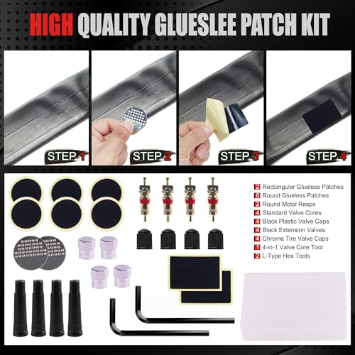 AWELCRAFT 108-Piece Heavy Duty Tire Repair Kit – Professional Flat Tire Plug Set with T-Handle Tools, 4-Way Valve Tool, Pliers, Storage Case - size: 108 Piece Repair Kit