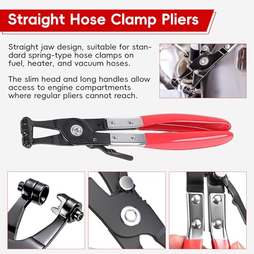 6 Piece automotive electrical disconnect pliers kit, Electrical connector removal tool for Cars, professional hose clamp kit, Plug Release & Wire Terminal Remover, Clip Removal Tools, with Storage Bag