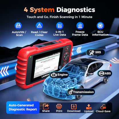 Launch OBD2 Scanner CRP123X V3.0 Elite,7 Resets Scan Tool,Lifetime Update | CANFD/DoIP,FCA SGW,Oil/Brake/BMS/SAS/D PF/ABS/Throttle Reset,Multi System,Graphic Live Data,Battery Test,Auto VIN,Android 8.1
