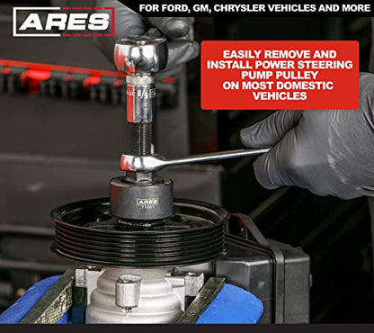 ARES 71001 - Power Steering Pump Pulley Service Set - Releases Power Steering Pulleys from Pump - Fits Pulley Hubs with Diameters of 1 1/8 Inches, 1 1/4 Inches, 1 5/16 Inches, and 1 3/8 Inches - size: Power Steering Pulley Service Set