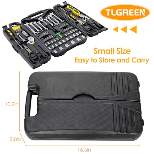 TLGREEN 95-Piece Mechanic Tool Set with Storage Case, Yellow | Car Tool Kit And Wrench Tool Set with Pliers, Sockets And Bits; Organized Case for Household Maintenance And Garage Repairs - color: Yellow