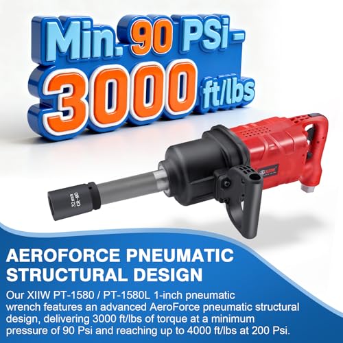 XIIW 1 Inch Air Impact Wrench, Up to 4000 ft-lbs High Reverse Torque | 27.6lbs Lightweight 1'' Impact Gun w/ 9 Inch Extended Anvil and 2 D Handles 3800RPM Pneumatic Impact Wrench for Repairs - size: 1 Inch | 4000 ft-lbs w/9" Extended Anvil