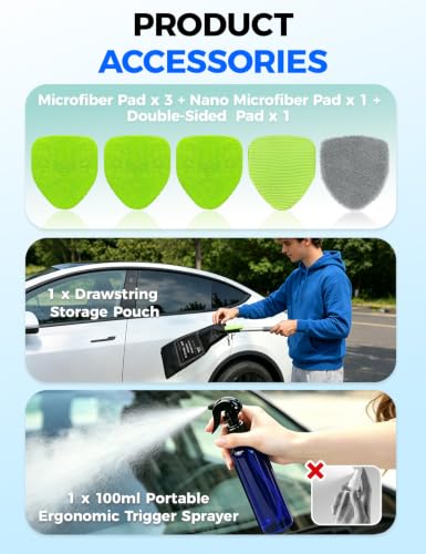 XINDELL 29-inch Windshield Cleaner Tool – Car Interior Window Cleaning Kit with Extended Long Handle & 4 Microfiber Pads, Auto Wiper Windshield Brush for Car, Trucks, SUVs, RVs & Home - size: 29in
