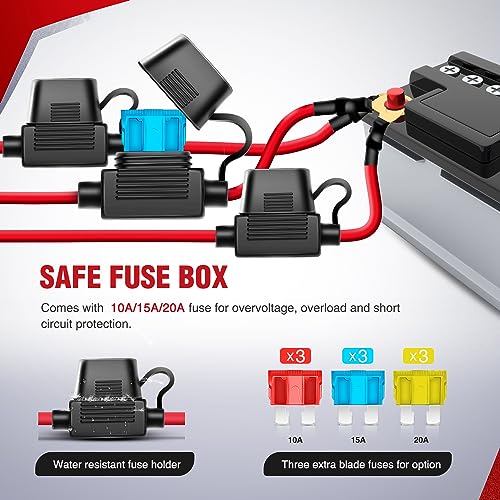 Nilight 16AWG LED Light Bar Wiring Harness Kit 12V On/Off 3 Gang LED Pod Lights Rocker Switch Panel Power Relay Fuse 5Pin Toggle for Cars Boat ATV Trucks-6 Leads - color: 3Gang Rocker Switch 16AWG Wiring Harness