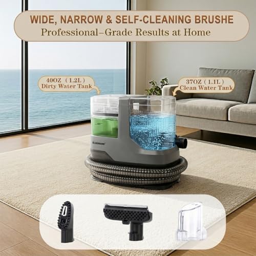 Carpet Spot Cleaner Machine, Mini Portable Upholstery & Couch Shampooer | 17KPa Suction, Deep Cleaning Compact Handheld Car Shampoo Machine for Sofa, Rug, Stairs & Pet Stains - color: Black