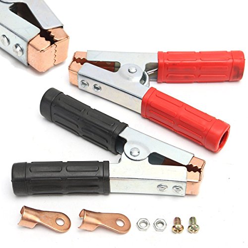 Insulated Alligator Clips Durable Heavy Duty Black & Red Boot Metal Spring Loaded Truck Car Battery Electric Test Clips Lead Probe Alligator Clamps (600A 2-PACK) - color: 600a 2-pack