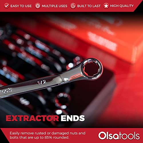 Olsa Tools 6pc Box End Wrench Set, 45-Degree Offset, Chrome Vanadium Steel, Includes Organizer Tray - color: 6pc Set, size: SAE