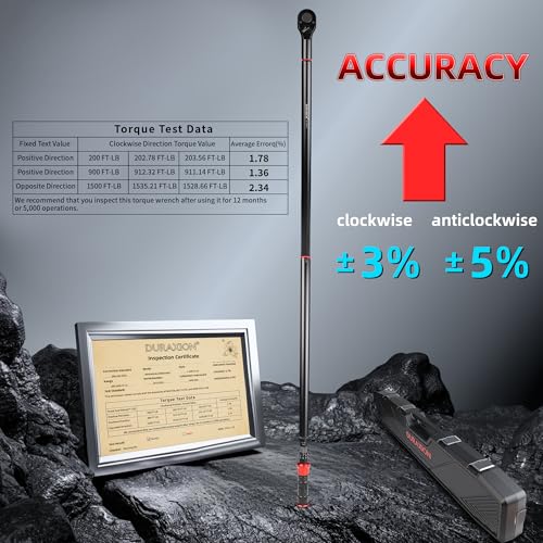 1-Inch Drive Torque Wrench 200-1500ft.lb/271.0-2032.5Nm | ±3% Precision Dual Direction Torque Wrenches with 24-Tooth Dual Range Scales with Ft.Lbs and N.m - size: 1" DR.『200-1500 FT.LB』