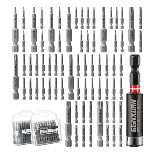 Geinxurn 71Pieces Fixedge Screwdriver Bit Set, 2Inches Torx Magnetic Alloy Steel Insert Power Bits Tips(T7-T40) with Impact Bit Holder and Portable Storage Cases for Home Repair - style: FXTX050-071