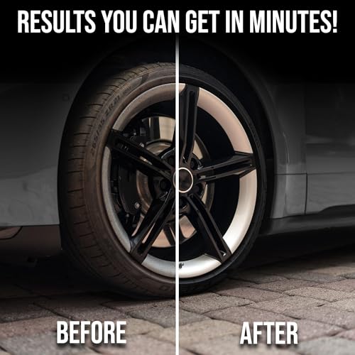 Rev Auto Complete Wheel and Tire Cleaner Kit - Removes Brake Dust & Adds Shine to Tires | Safe for OEM & Aftermarket | Includes Rim Cleaner, Detail Brush, Tire Shine, Applicator Pad, Towel (5-Piece)