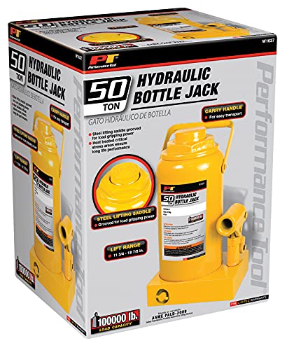 Performance Tool W1637 50 Ton (100,000 lbs.) Heavy Duty Hydraulic Bottle Jack - size: 50-Ton