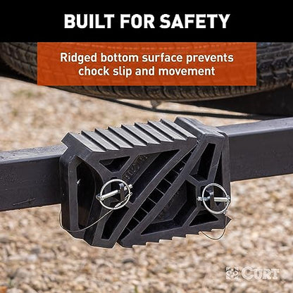 CURT 22802 HD Wheel Chocks 2-Pack with Mounting Bracket - size: 2-Pack with Mounting Bracket