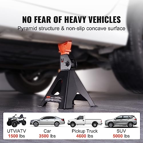 VEVOR Jack Stands, 3 Ton (6,000 lbs) Capacity Car Jack Stands, 10.8-16.3 inch Adjustable Height, for lifting SUV, Pickup Truck, Car and UTV/ATV, Red, 1 Pair | 10.8-16.3 inch Adjustable Height, for Lifting SUV, Pickup Truck, Car and UTV/ATV, Red - style: 3