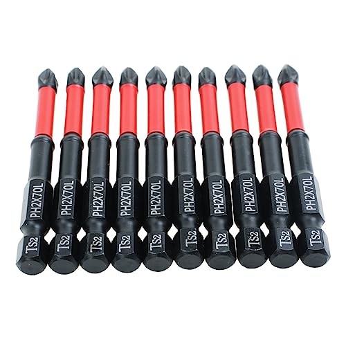 10 Pack Phillips PH2 Magnetic Anti Slip Screwdriver Bit Set 2-3/4" L TS2 Anti-Slip Long Drill Bits Impact Driver Bits - size: Length:70mm