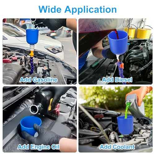 Linkstyle 27 Inch Bendable Long Funnel for Transmission Fluid with Rotary Switch for Automotive Oil Fuel Coolant