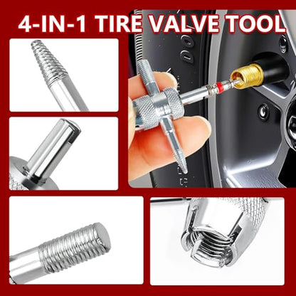 Lettry 38Pcs Quick Change Tire Valve Stem Core Tool Kit, TR412 TR413 TR414 Valve Replacement Tools, 8-Way Valve Tool Set for Car, ATV, Truck, Lawn Mower & Small Trailer, Fix Leaky Tire Valves