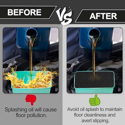 Oil Drain Splash Pad 5 Pcs 15 inch Diameter Oil Pan Splash Guard, Anti Splash Oil Drain Mat, No Splatter Oil Pad Fits Most Oil Drains - Round, Black - color: Round, size: 15"-5PCS