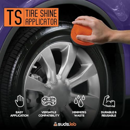 Suds Lab TS Tire Shine Applicator – Reusable Foam Tire Dressing Applicator Pad, Tire Shine Brush, Ideal for Car Tire Shine Gel, Tire Balm, Tire Cleaner, and Tire Applicator Sponge for even application
