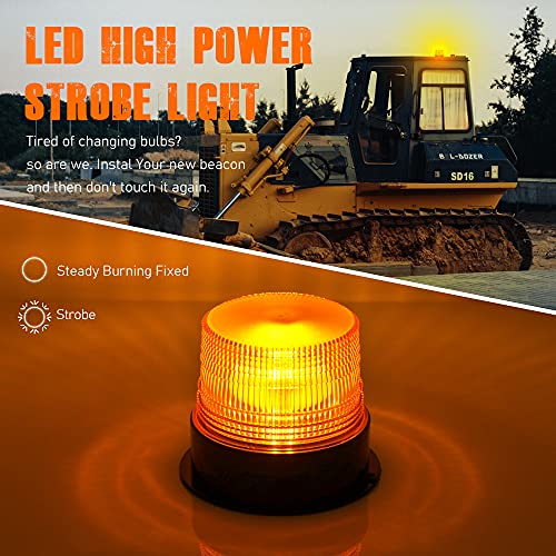 AnTom 2PCS Wireless Strobe Light Amber Warning Beacon Light for Trucks | Magnet Mount Rechargeable Waterproof Emergency Safety LED Rotating Flashing Light for Postal Car, Plowing Tractor, Golf Cart - color: Amber 2PCS