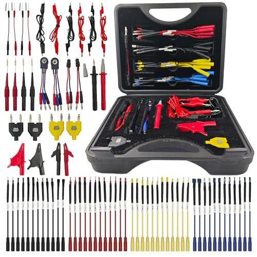 76-Pcs Automotive Circuit Test Lead Kit, Multimeter、Electrical Test Leads Kit, Back Probe Kit, Alligator Clip, Acicular Probe, Banana Plug Adapters, Volt Meter Lead (with Carrying Case) - size: 76 Pcs Kit
