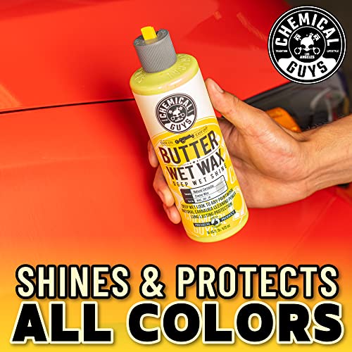 Chemical Guys, Butter Wet Wax, Deep Wet Shine Liquid Car Wax, Banana, 16 oz | Spreadable liquid wax adds a deep wet gloss on any paint color, wipes on and off easily, sweet banana scent