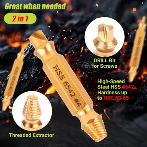 13 Pieces Easy Out Screw Extractor Set and Left-Hand Drill Bit Set, Stripped Screw Extractor Set for Removing Damaged Screws, Broken Bolts, Studs - size: 13 Pieces