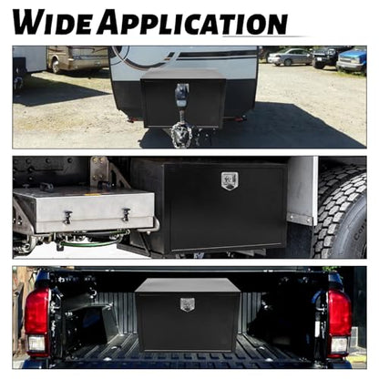Heavy Duty Steel Truck Tool Box, 36" Waterproof Underbody Tongue Box, Black | Heavy Duty Steel Toolbox, Waterproof, T-Handle Lock, Smooth Surface, for Truck Pickup RV Trailer Storage, 36 x 23 x 23 Inch - size: 36" x 23" x 23"