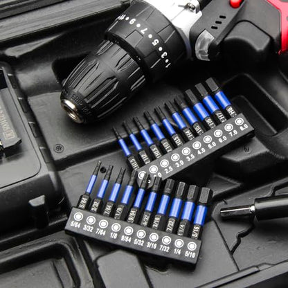 HPHOPE Impact Hex Head Allen Wrench Drill Bit Set 10 Pcs - 2"(SAE) | Premium S2 Steel, CNC Machined Tips wit Magnetism, Storage Box, 1/4" Hex-Shank for Automotive and Home Repairs - size: 50 mm, 10 Pcs, SAE
