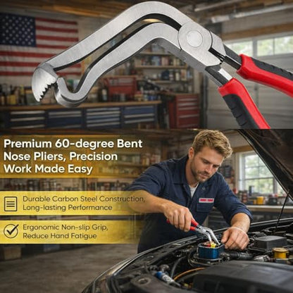 5PCS Automotive Electrical Disconnect Pliers Kit with Leather Storage Case | High-Carbon Steel Connector Separator, Hose Clamp & Trim Clip Removal Tools, Professional Set for Auto Repair & Maintenance